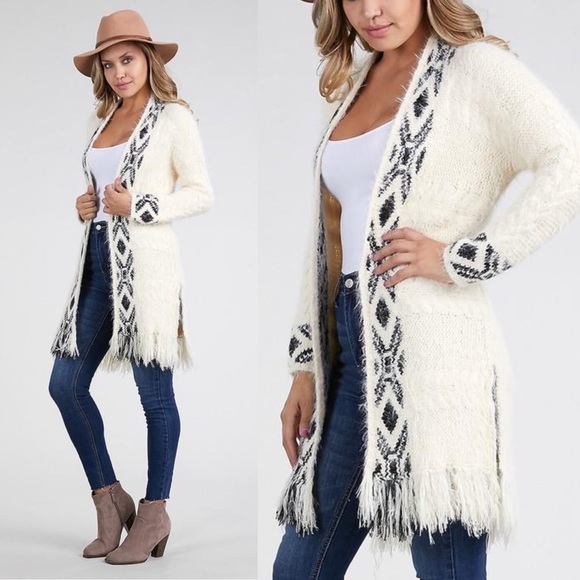 So Worth It Tribal Fringe Cardigan Sweater ✨ - Picture 3 of 3